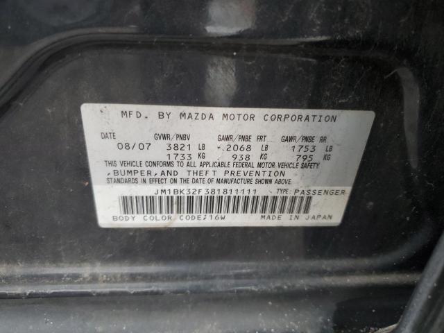 JM1BK32F381811111 - 2008 MAZDA 3 I BLACK photo 13