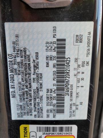 3FA6P0H72DR210425 - 2013 FORD FUSION SE CHARCOAL photo 12