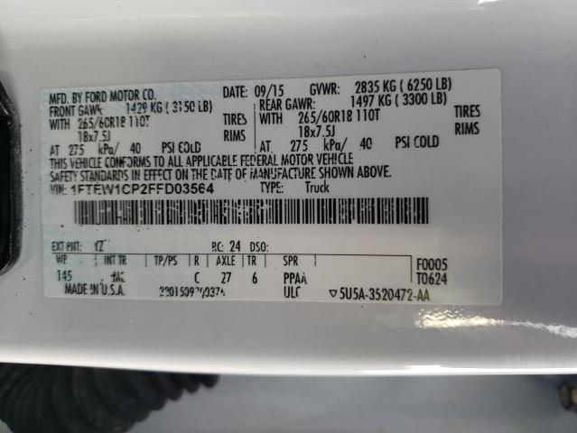 1FTEW1CP2FFD03564 - 2015 FORD F150 SUPERCREW WHITE photo 12
