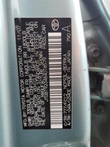 JTDBT923484018579 - 2008 TOYOTA YARIS TURQUOISE photo 12