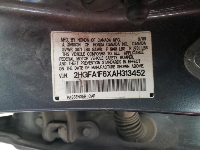 2HGFA1F6XAH313452 - 2010 HONDA CIVIC LX-S GRAY photo 12
