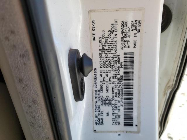 JTJHT00WX64007566 - 2006 LEXUS LX 470 WHITE photo 13