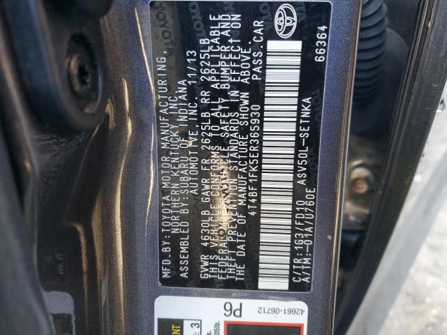 4T4BF1FK5ER365930 - 2014 TOYOTA CAMRY L GRAY photo 12