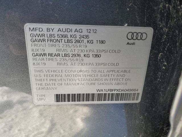 WA1LFBFPXDA049664 - 2013 AUDI Q5 PREMIUM PLUS GRAY photo 13