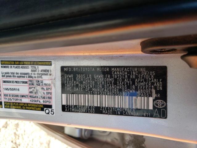 2T1BY32E86C550332 - 2006 TOYOTA COROLLA XRS SILVER photo 12