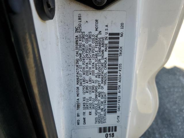 5TETX62N77Z461047 - 2007 TOYOTA TACOMA PRERUNNER ACCESS CAB WHITE photo 13