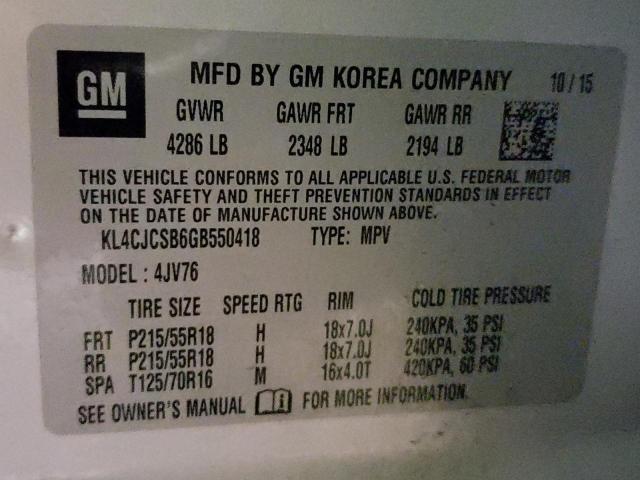 KL4CJCSB6GB550418 - 2016 BUICK ENCORE SILVER photo 12