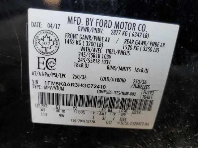 1FM5K8AR3HGC72410 - 2017 FORD EXPLORER POLICE INTERCEPTOR BLACK photo 13