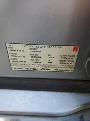 5YJSA1H10EFP63248 - 2014 TESLA MODEL S SILVER photo 12