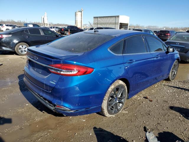 3FA6P0HD7JR232129 - 2018 FORD FUSION SE BLUE photo 3