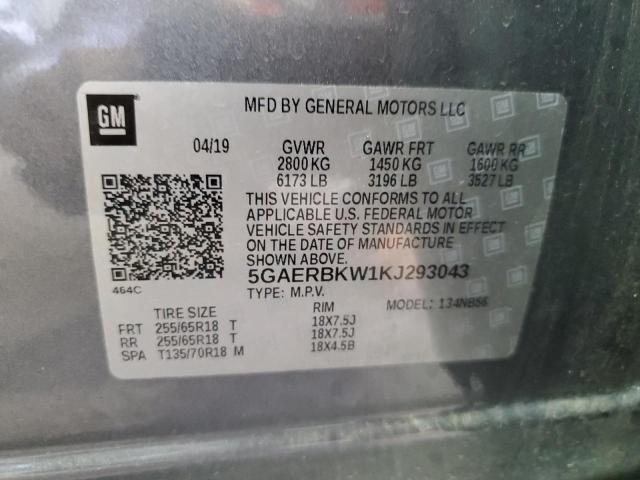 5GAERBKW1KJ293043 - 2019 BUICK ENCLAVE ESSENCE გრაფიტი ფოტო 13