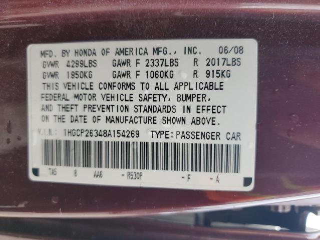 1HGCP26348A154269 - 2008 HONDA ACCORD LX BURGUNDY photo 12