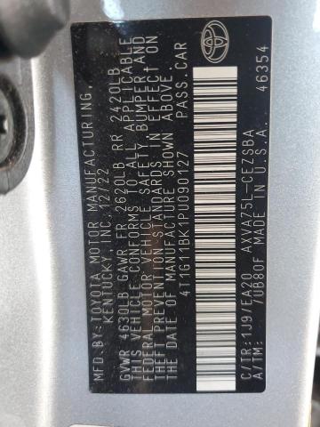 4T1G11BK1PU090127 - 2023 TOYOTA CAMRY SE NIGHT SHADE SILVER photo 12