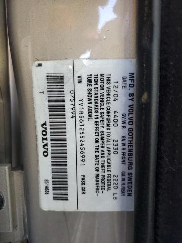 YV1RS612552456991 - 2005 VOLVO S60 SILVER photo 12