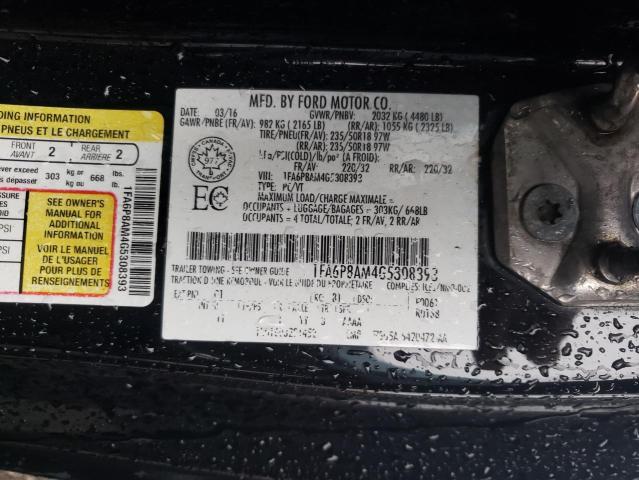 1FA6P8AM4G5308393 - 2016 FORD MUSTANG BLACK photo 13