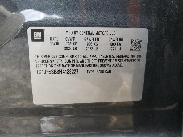 1G1JF5SB3H4128227 - 2017 CHEVROLET SONIC PREMIER GRAY photo 12