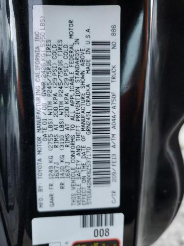 5TEUU42NX8Z537170 - 2008 TOYOTA TACOMA ACCESS CAB შავი ფოტო 12