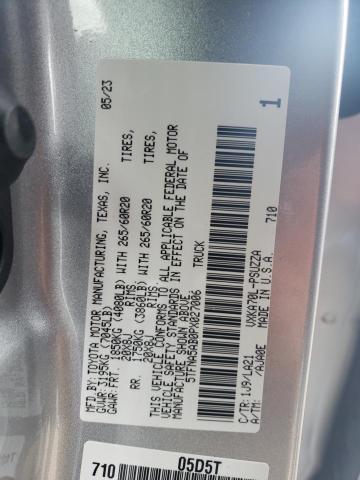 5TFNA5AB0PX027006 - 2023 TOYOTA TUNDRA CREWMAX PLATINUM Silber Foto 12