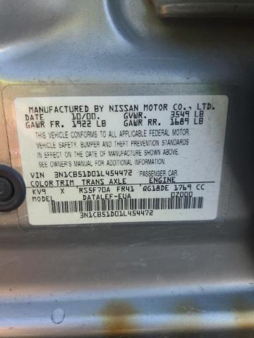 3N1CB51D01L454472 - 2001 NISSAN SENTRA XE SILVER photo 12