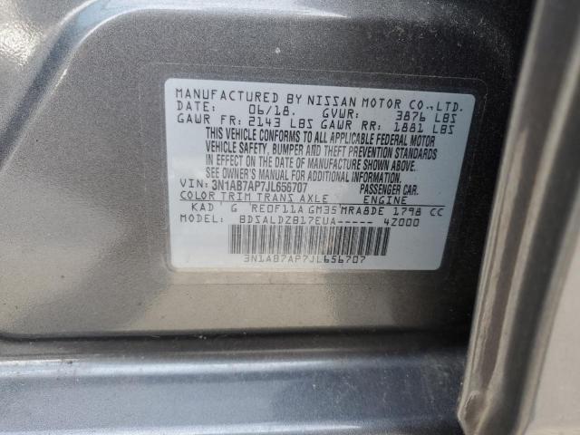 3N1AB7AP7JL656707 - 2018 NISSAN SENTRA S GRAY photo 13