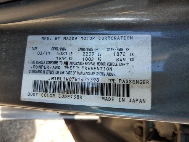 JM1BL1W67B1475398 - 2011 MAZDA MAZDA3 S GRAY photo 12