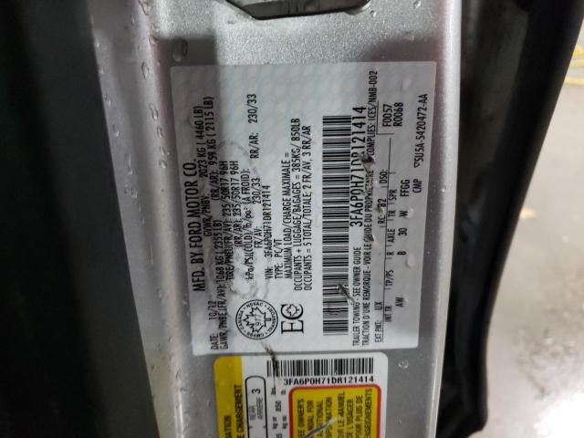 3FA6P0H71DR121414 - 2013 FORD FUSION SE SILVER photo 12