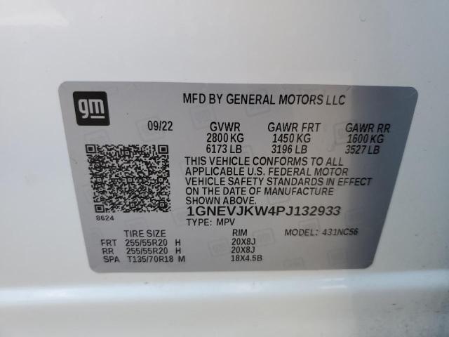 1GNEVJKW4PJ132933 - 2023 CHEVROLET TRAVERSE RS WHITE photo 13