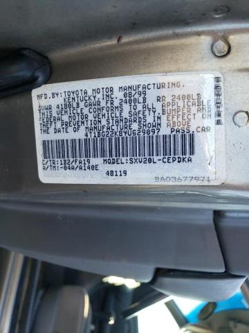 4T1BG22K8YU629097 - 2000 TOYOTA CAMRY CE GRAY photo 12