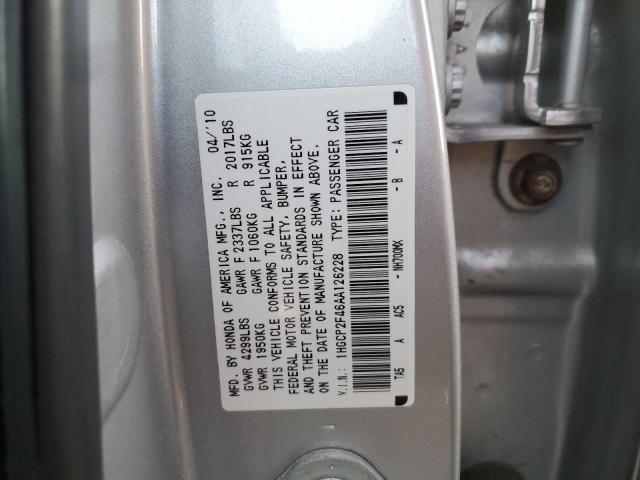 1HGCP2F46AA126228 - 2010 HONDA ACCORD LXP SILVER photo 12