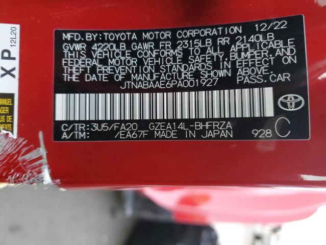 JTNABAAE6PA001927 - 2023 TOYOTA GR COROLLA CORE RED photo 13