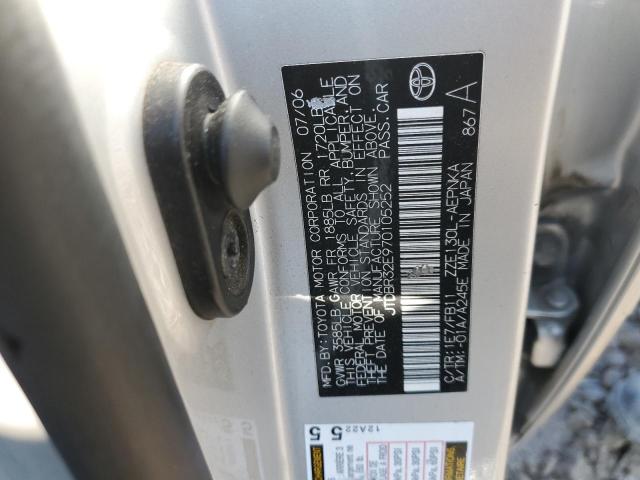 JTDBR32E970105252 - 2007 TOYOTA COROLLA CE SILVER photo 12