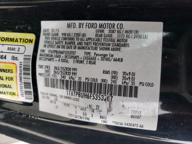 1FATP8UH6F5353707 - 2015 FORD MUSTANG BLACK photo 12