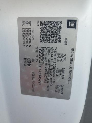 1GCWGAFB7J1345297 - 2018 CHEVROLET EXPRESS G2 Белый фото 13