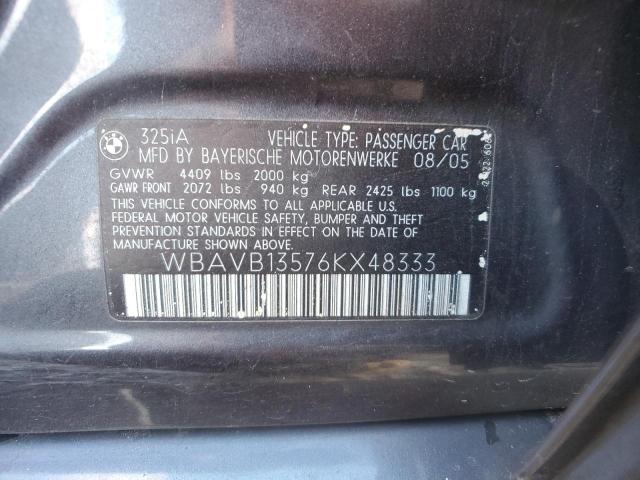 WBAVB13576KX48333 - 2006 BMW 325 I GRAY photo 12