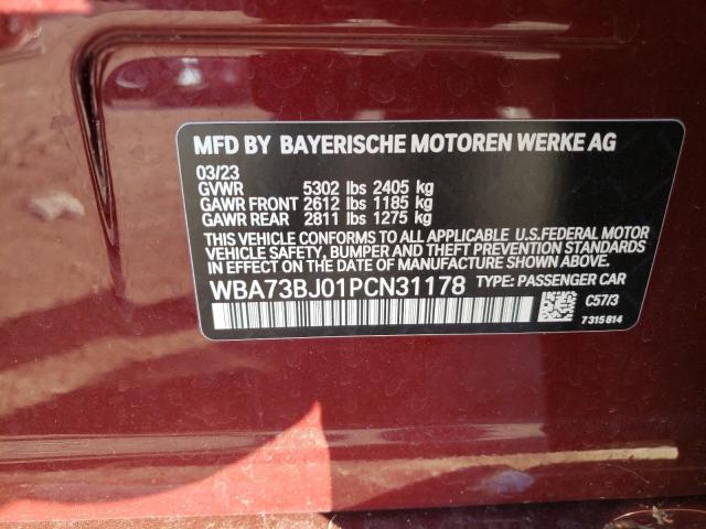 WBA73BJ01PCN31178 - 2023 BMW 540 XI MAROON photo 12