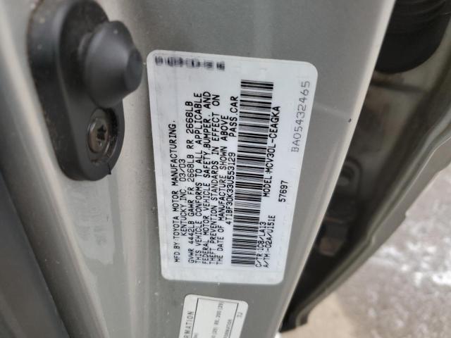 4T1BF30K33U553129 - 2003 TOYOTA CAMRY LE SILVER photo 12