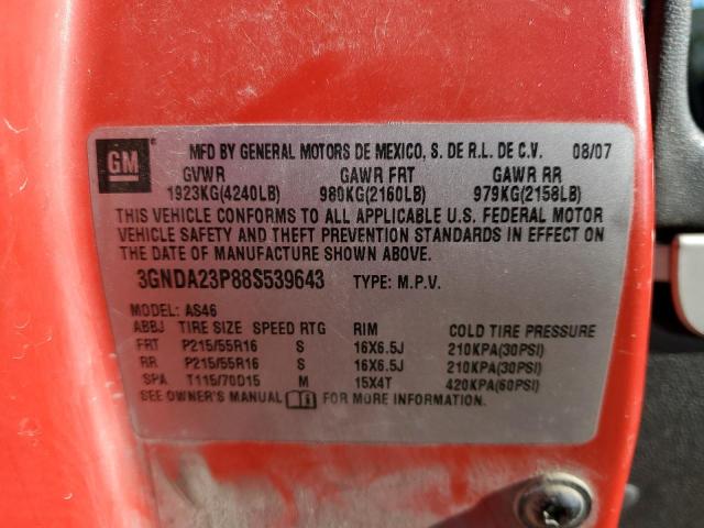 3GNDA23P88S539643 - 2008 CHEVROLET HHR LT RED photo 12