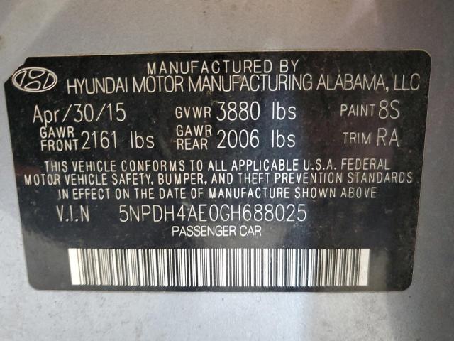 5NPDH4AE0GH688025 - 2016 HYUNDAI ELANTRA SE GRAY photo 12