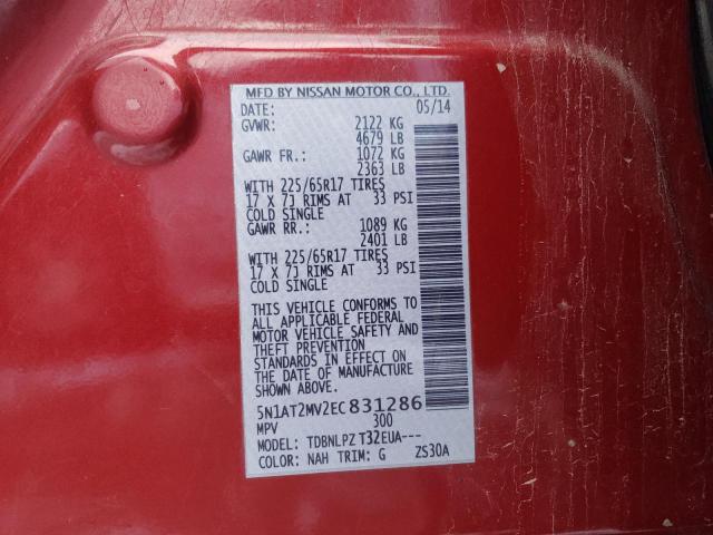 5N1AT2MV2EC831286 - 2014 NISSAN ROGUE S RED photo 13