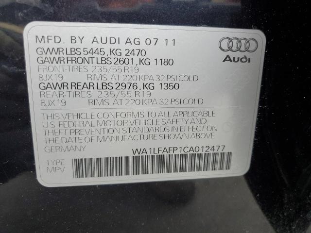 WA1LFAFP1CA012477 - 2012 AUDI Q5 PREMIUM PLUS BLACK photo 13