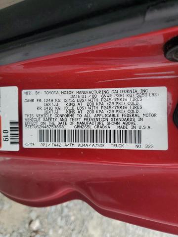5TETU62N48Z538631 - 2008 TOYOTA TACOMA PRERUNNER ACCESS CAB RED photo 12