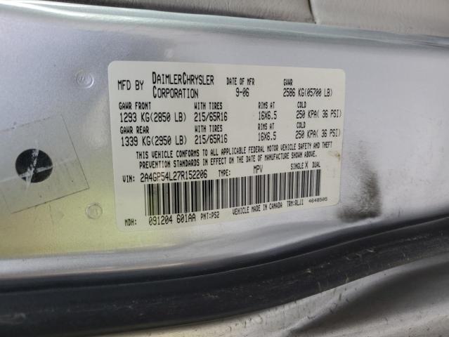 2A4GP54L27R152206 - 2007 CHRYSLER TOWN & COU TOURING SILVER photo 12