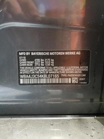 WBA4J3C54KBL07165 - 2019 BMW 430XI GRAN COUPE CHARCOAL photo 12