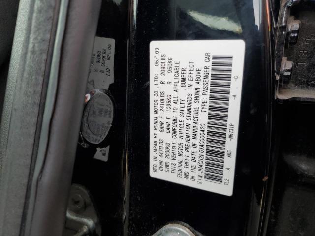 JH4CU2F6XAC000420 - 2010 ACURA TSX BLACK photo 12