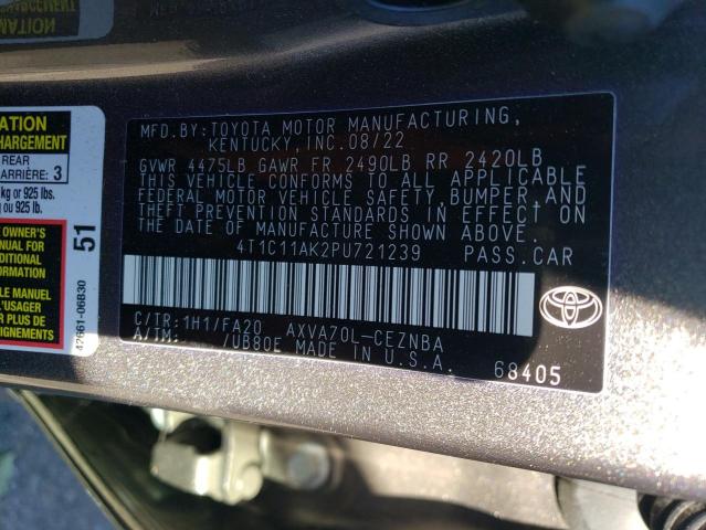 4T1C11AK2PU721239 - 2023 TOYOTA CAMRY LE GRAY photo 13