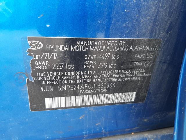 5NPE24AF8JH620366 - 2018 HYUNDAI SONATA SE BLUE photo 13