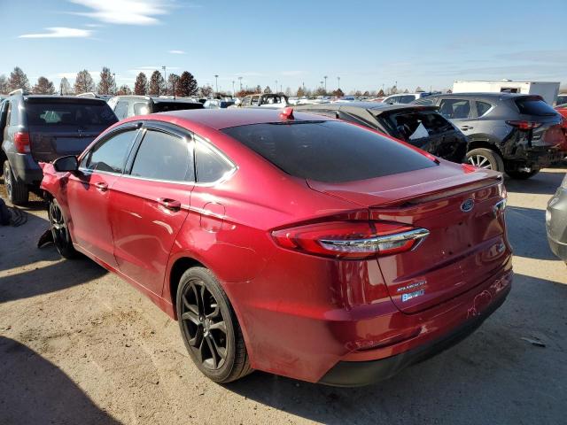 3FA6P0HD6LR225787 - 2020 FORD FUSION SE RED photo 2