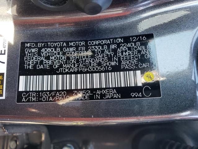 JTDKARFP6H3005616 - 2017 TOYOTA PRIUS PRIM 灰色 照片 13