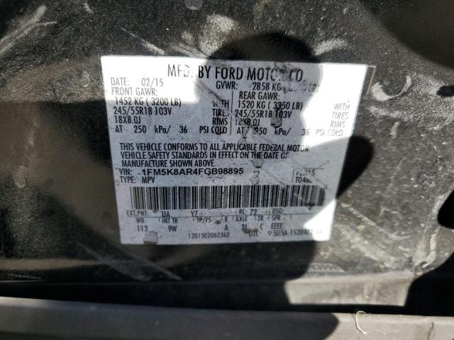 1FM5K8AR4FGB98895 - 2015 FORD EXPLORER POLICE INTERCEPTOR 黑色 照片 13