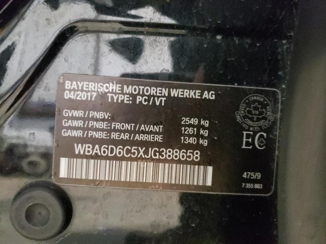 WBA6D6C5XJG388658 - 2018 BMW 650 XI GRAN COUPE BLACK photo 12